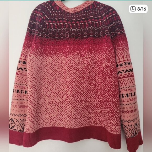 IVKO Large XL Rosewood Nordica Fair Isle Button Front Wool Cardigan - Picture 3 of 7